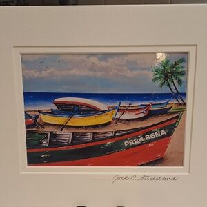 Fishing Boats Painting by Jack E. Stiddard 8x10 Photo on 11x14 Mat